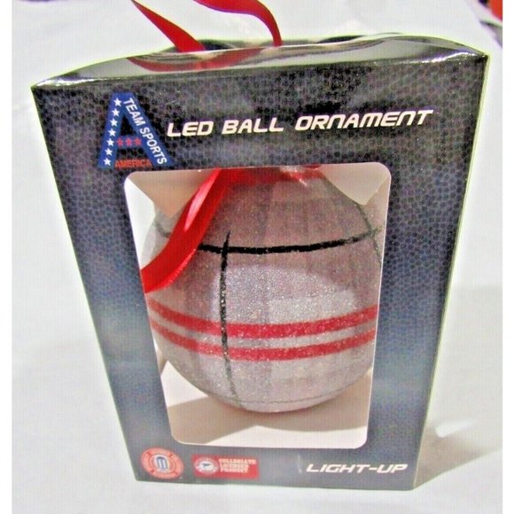 NCAA Ohio State Buckeyes LED Ball Ornament Glitter Plaid by Team Sports America - Picture 4 of 6